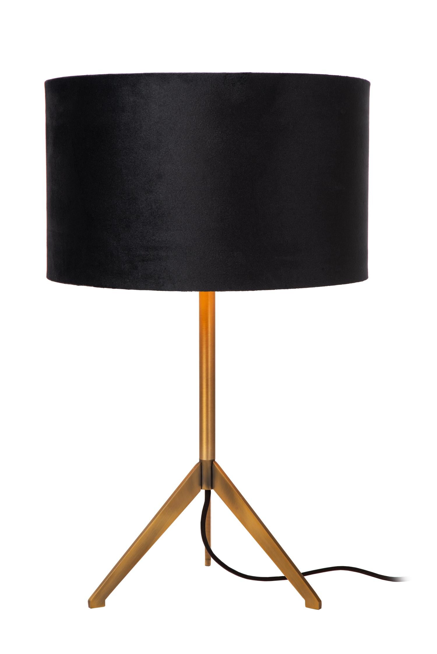 Lampa stołowa z abażurem Tondo czarno-złota 1xE27x60W Lucide