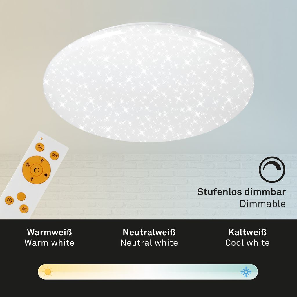 Plafonnier BRILONER LEUCHTEN VERB, 50 W, 4000 lm, IP20, blanc, plastique-métal, intensité lumineuse variable, CCT, Ø 56 cm - 4