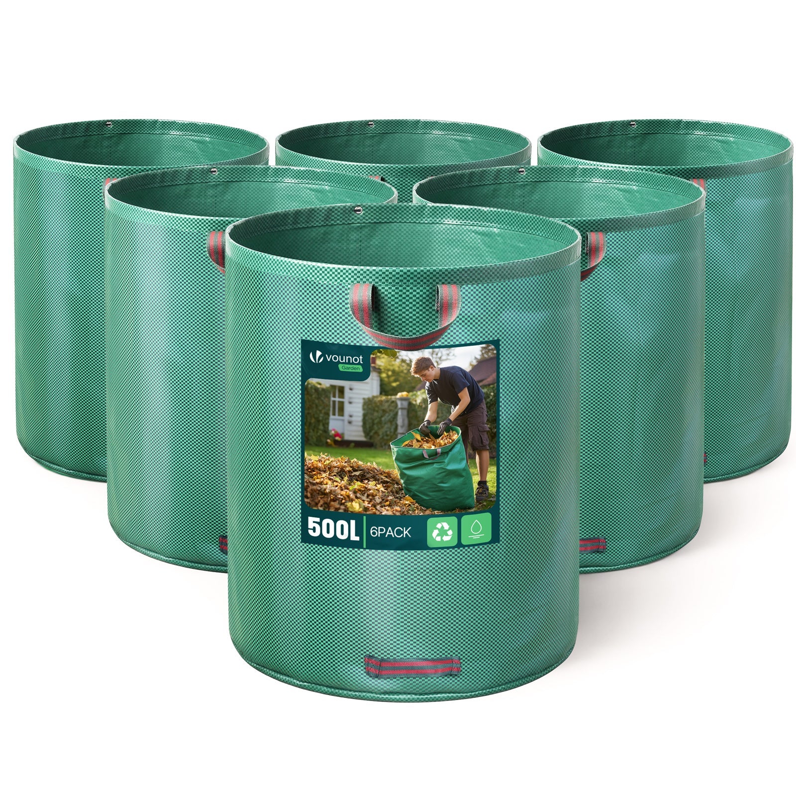 Sacchetto Per Compost 60L – Contenitore Pieghevole Da Giardinaggio In PE, Impermeabile Con Finestra Laterale, Verde 35x60 Cm