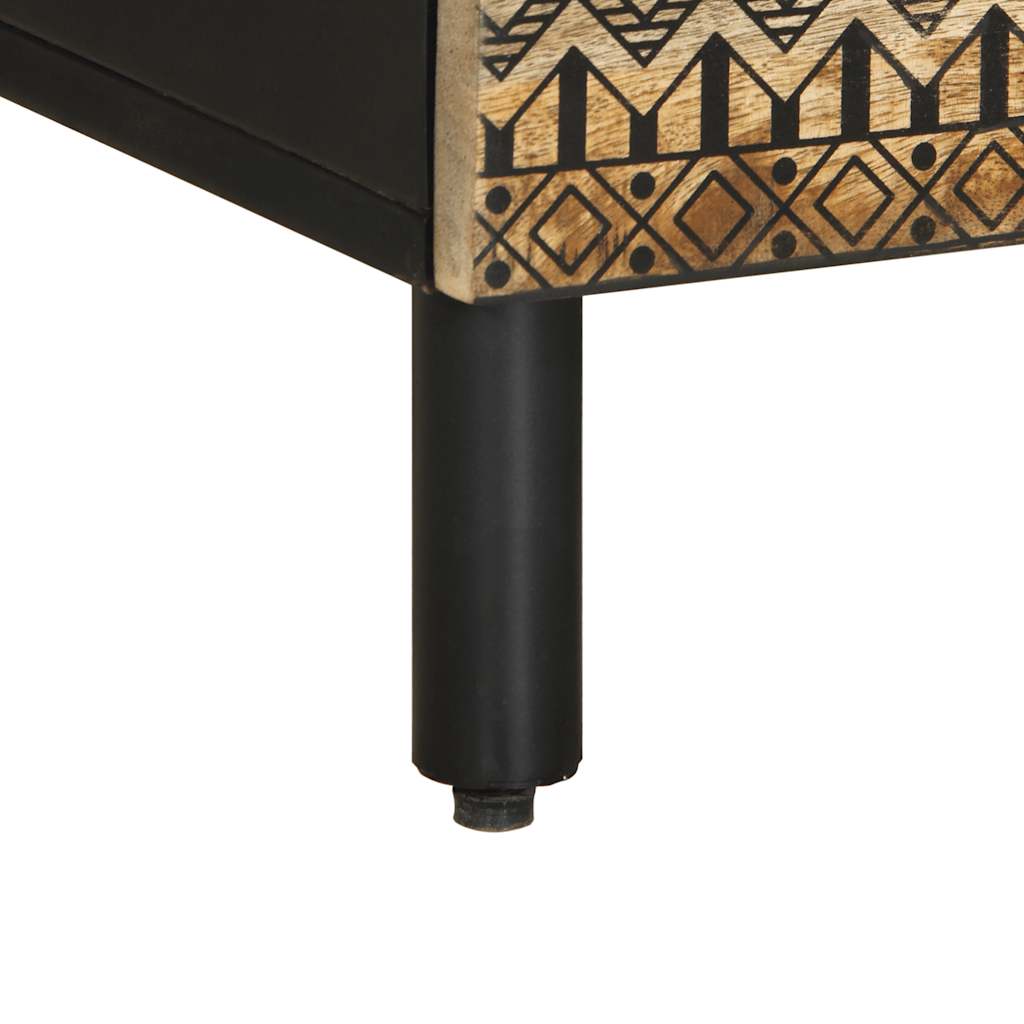Móvel de TV madeira de mangueira maciça preta áspera 100x33,5x46 cm - COMFORTXL - 8