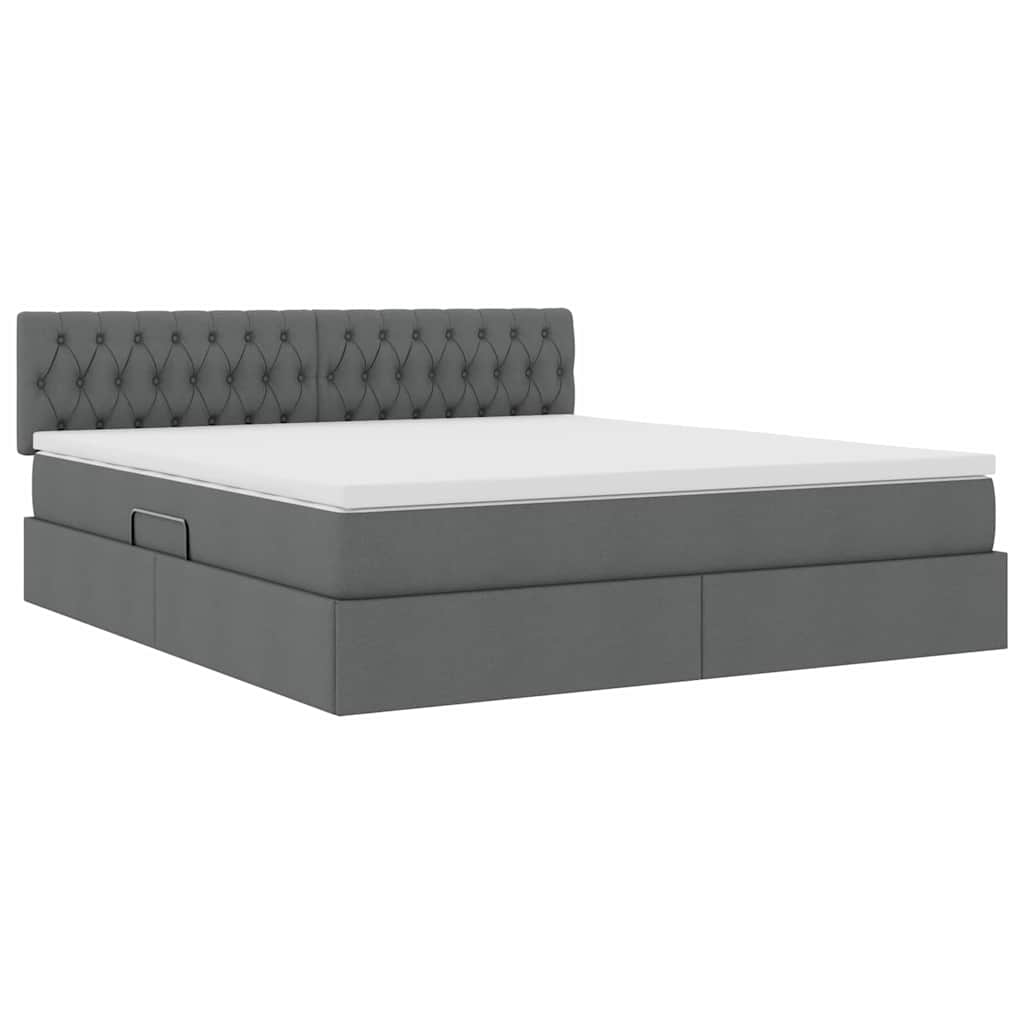 Lit avec rangement et matelas Gris foncé 160 x 200 cm Velours - 5
