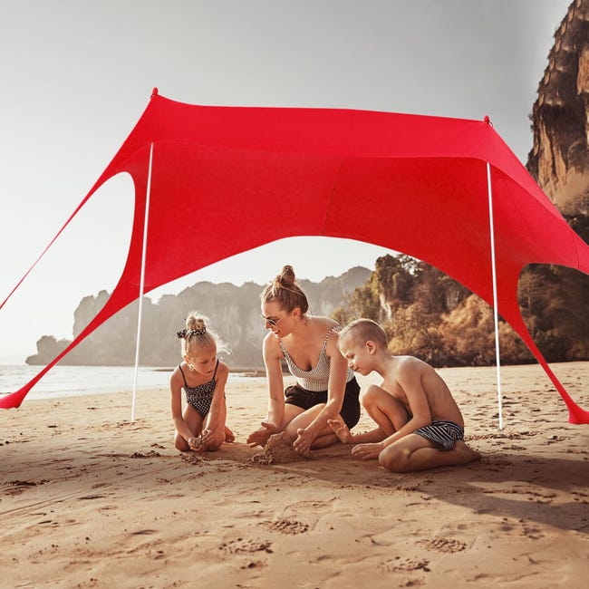 Parasole Da Spiaggia Portatile UPF 50+ - Con Pali In Alluminio E Sacchi Sabbia, Per Campeggio, Pesca, Picnic - Foto 8