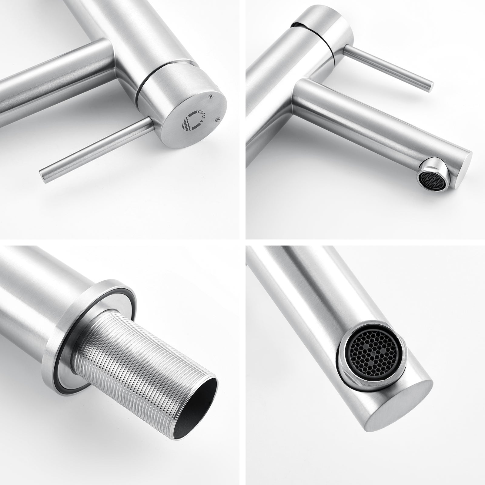 Cecipa max mitigeur de lavabo robinet de salle de bains robinetterie de lavabo en acier inoxydable Brossé,EU Modèle - 8