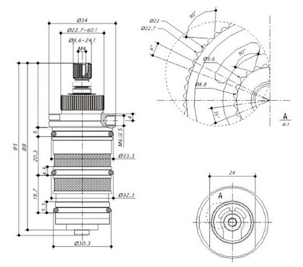 GŁOWICA TERMOSTATYCZNA ZAWÓR TERMOSTAT DO BATERIA PRYSZNICOWEJ WANNY PANELA - 3