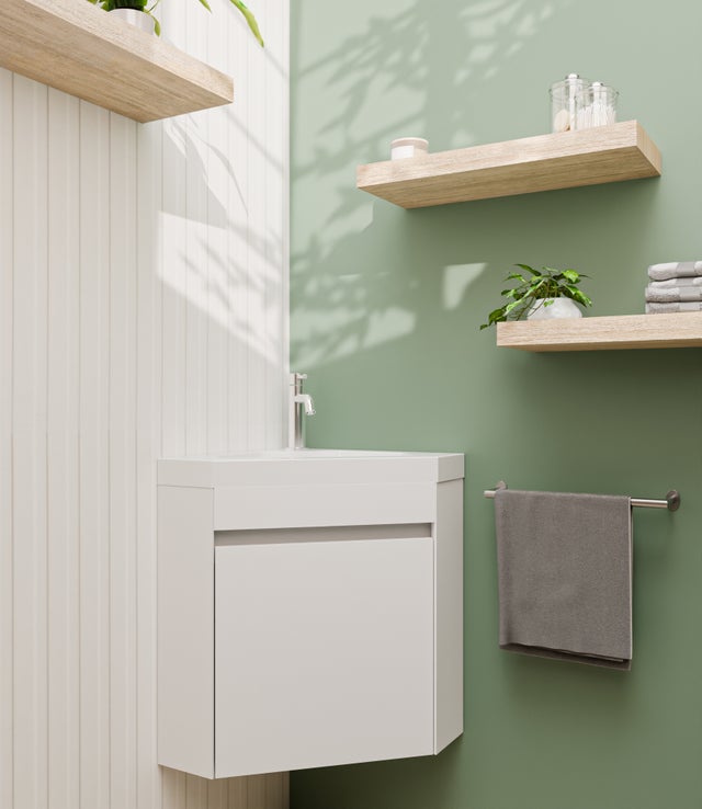 Meuble lave-mains d'angle ANGLEO Blanc Brillant