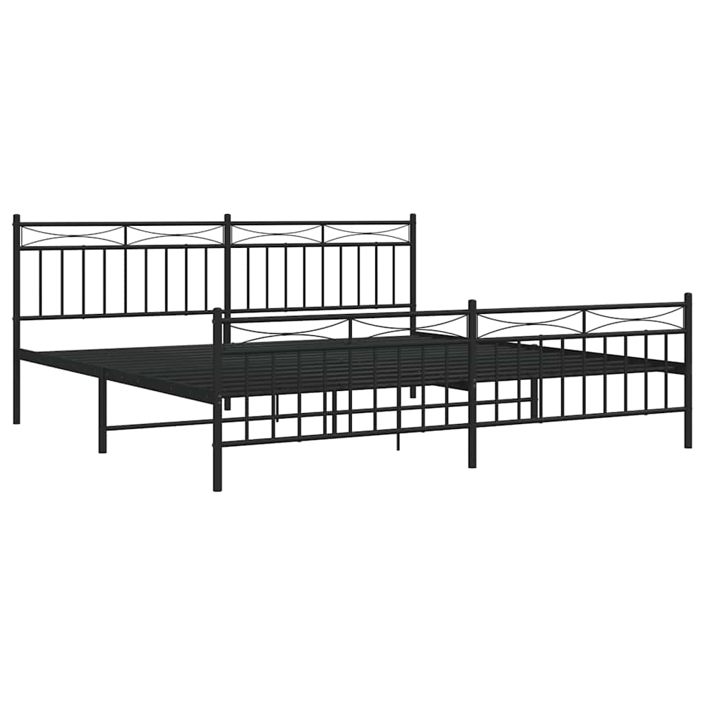 Estructura de cama sin colchón con estribo, de metal negro, para dormitorio, 193 × 203 cm - 5