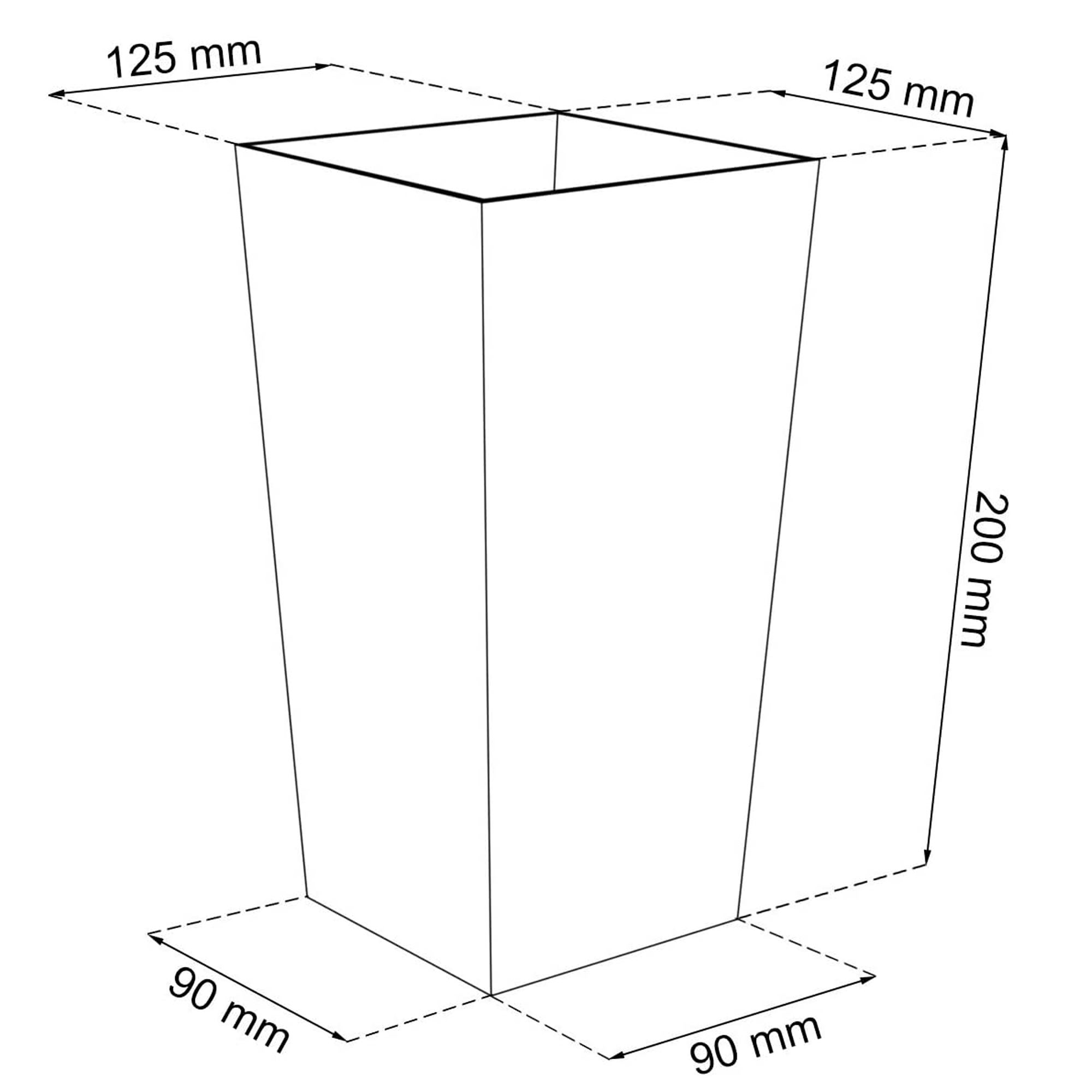 Pack 3 Vaso alto in plastica color antracite 2L - 12,6 x 12,6 x 20 cm - 2
