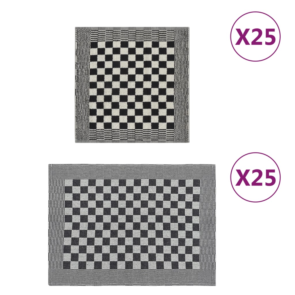 Zestaw 50 ręczników, czarno-biały, bawełna vidaXL