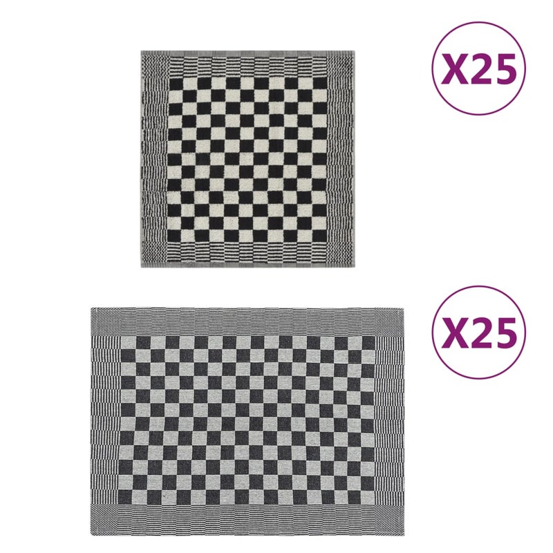 Zestaw 50 ręczników, czarno-biały, bawełna vidaXL