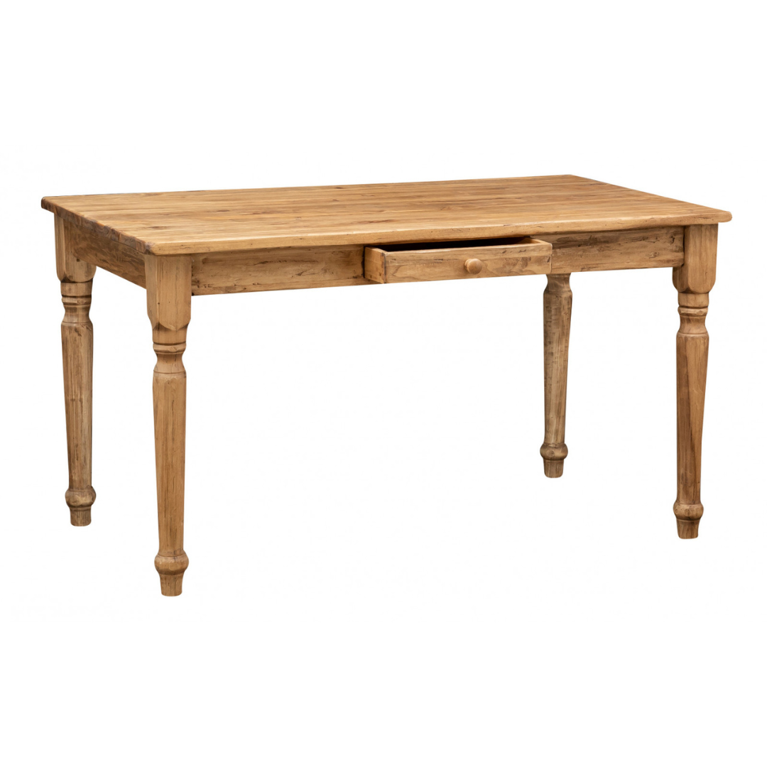 Biscottini mesa fija de madera maciza de tilo - mesa de comedor con acabado antiguo - mesa cuadrada para 4 personas para salón y cocina - 140x90x80