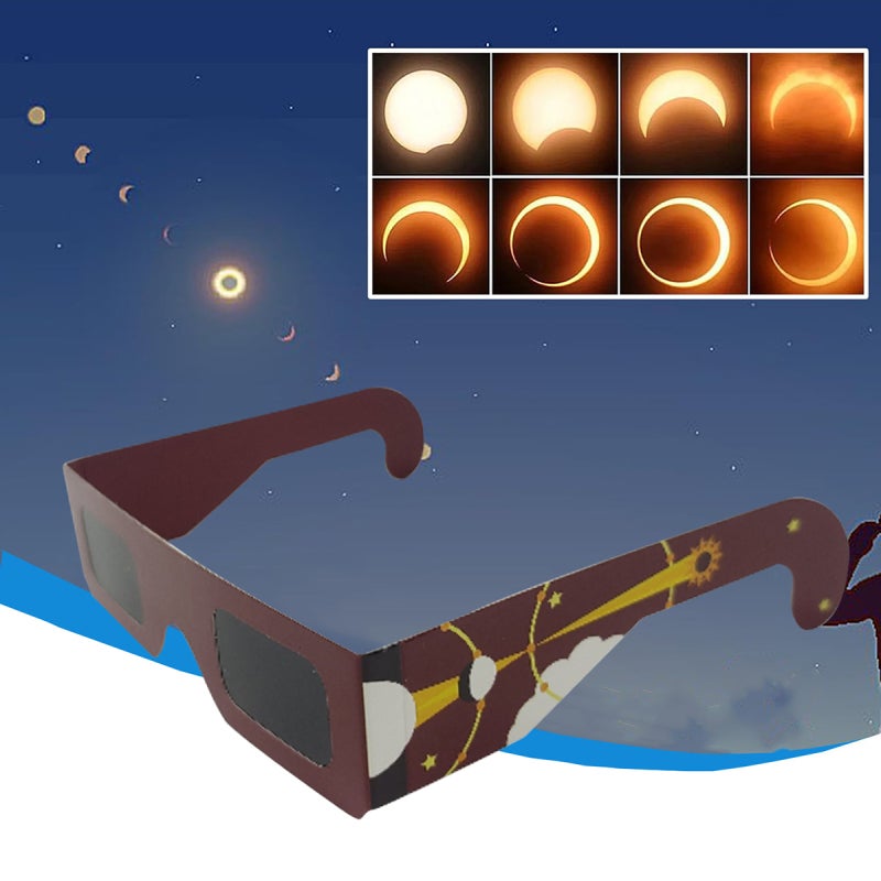 Lunettes d'observation d'éclipse, lot de 10 paires certifiées ISO 2024, pour adultes et enfants, vision sûre à trous d'épingle - 8
