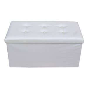 Rebecca Mobili Pouf Rangement Enfant Nuage Blanc – Pouf Pliable Tissu Teddy Doux, Couvercle, MDF Robuste, 40x40x40 Cm – Idéal Chambre Bébé & Enfant