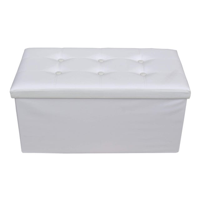 Pouf Coffre De Rangement Mobili Rebecca Banc Rectangle Blanc Stokage 38x76x38
