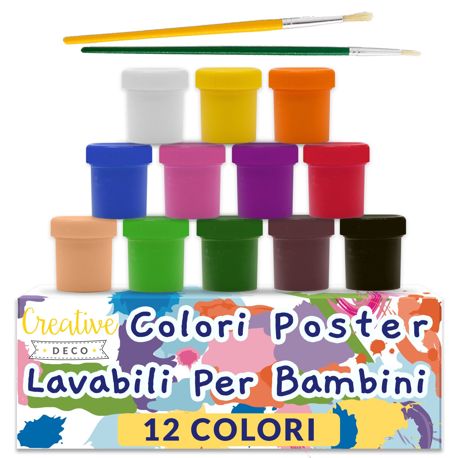 Set De Témperas Sólidas Lavables Crayola Mini Kids – 5 Botes Antigoteo Con Pincel Y 20 Hojas, Ideal Para Preescolares A Partir De 3 Años