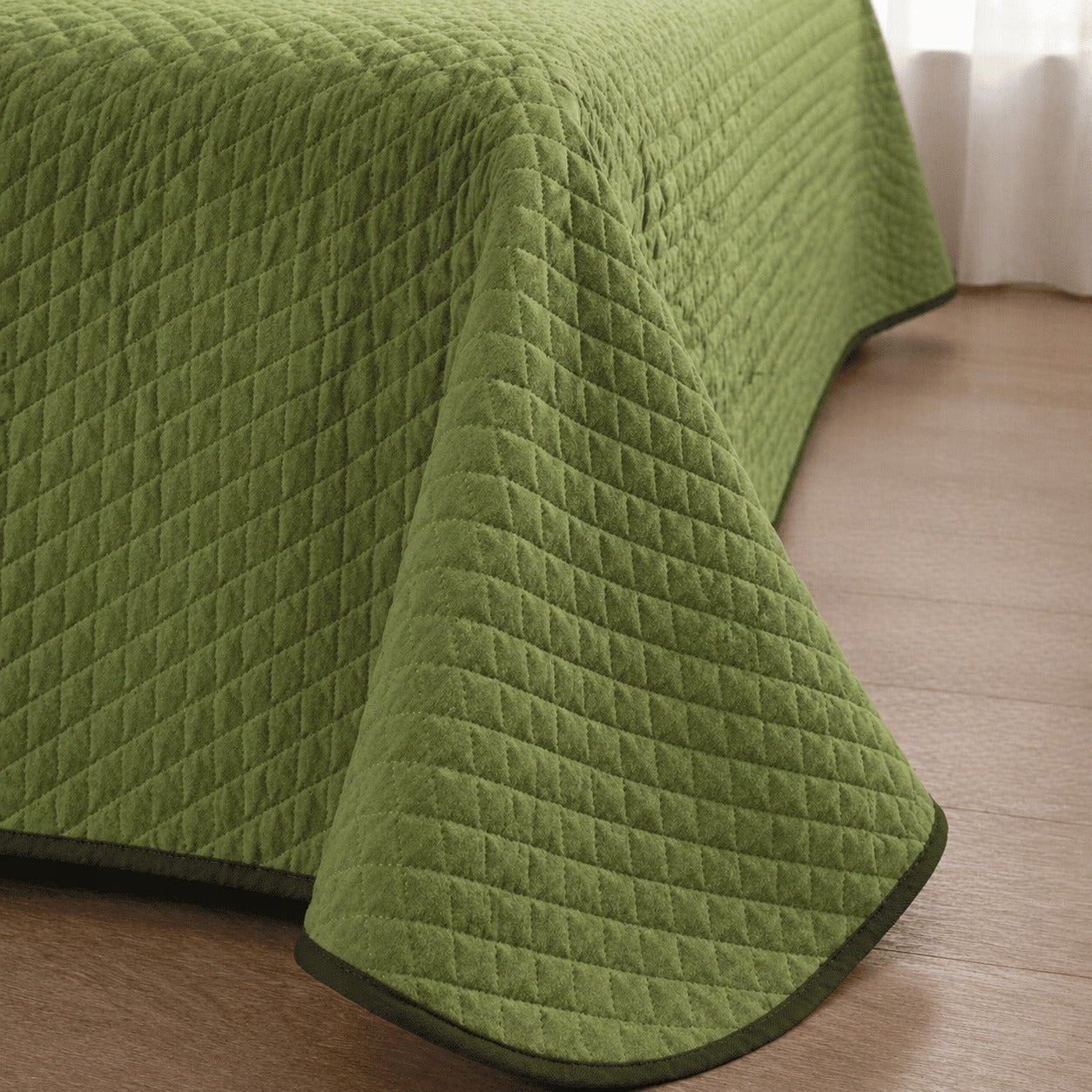 Colcha Bicolor Reversible Oliva/Botella Cama 180cm Donegal Collections - 3