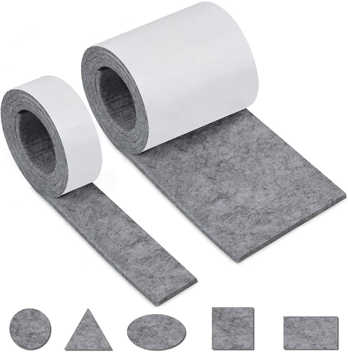 Zestaw 2 rolek samoprzylepnego filcu (100 x 10 cm + 100 x 2 cm, szary), samoprzylepny filc meblowy, możliwość dowolnego przycinania według rozmiaru i