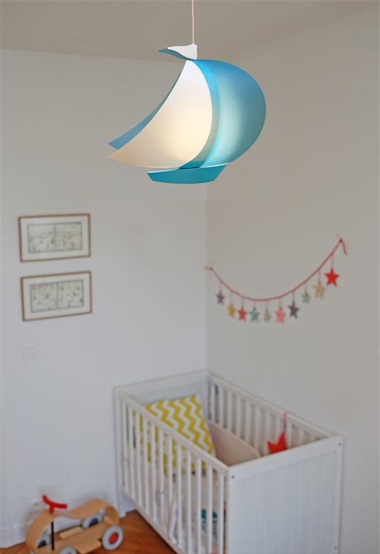 Lampe suspension enfant VOILIER - R&M Coudert - bleu - 7