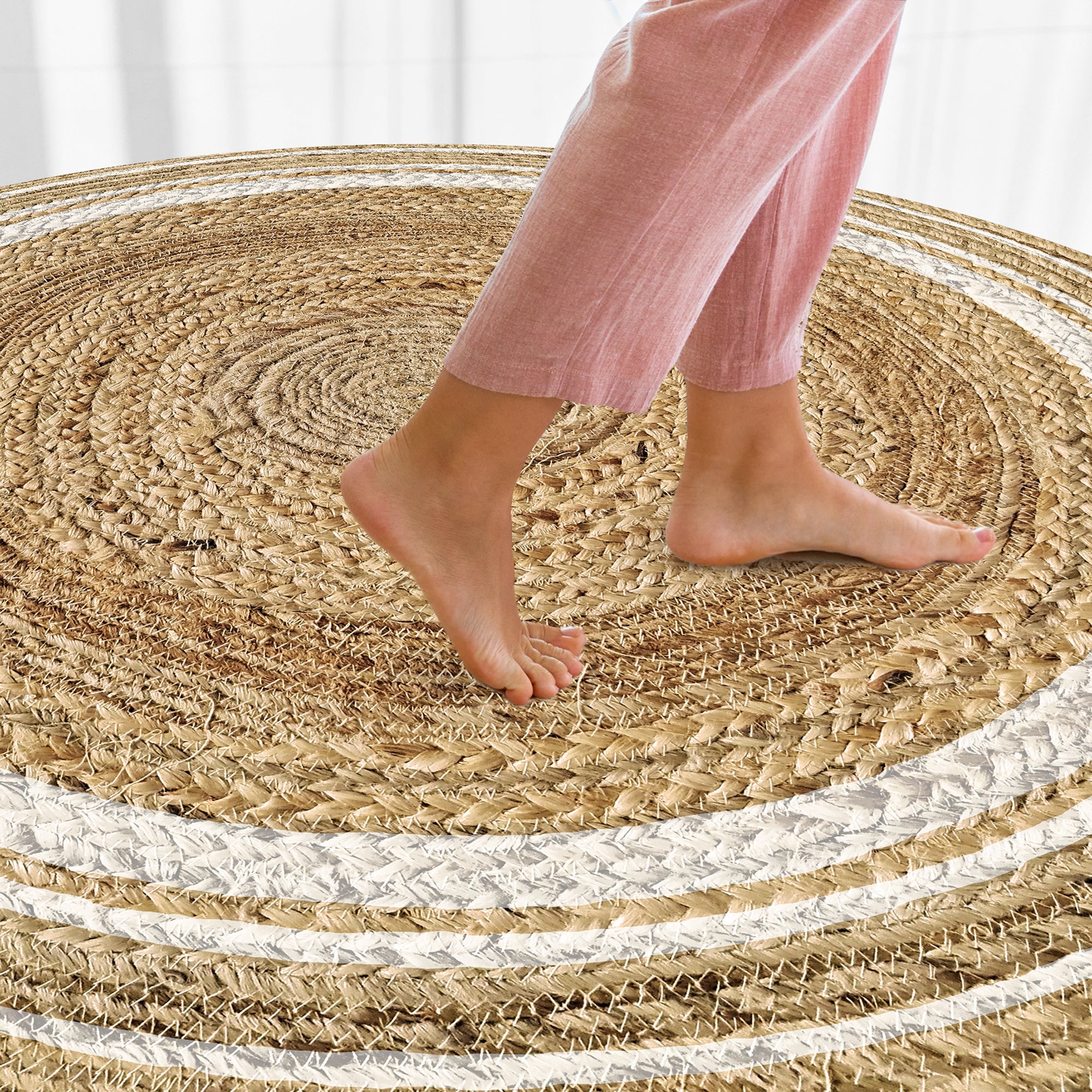 Alfombra de vinilo, Carthago Redonda blanca [Diam] 200 cm - PVC antideslizante, lisa impresa, vinilica para cocina o salón, lavable - 6