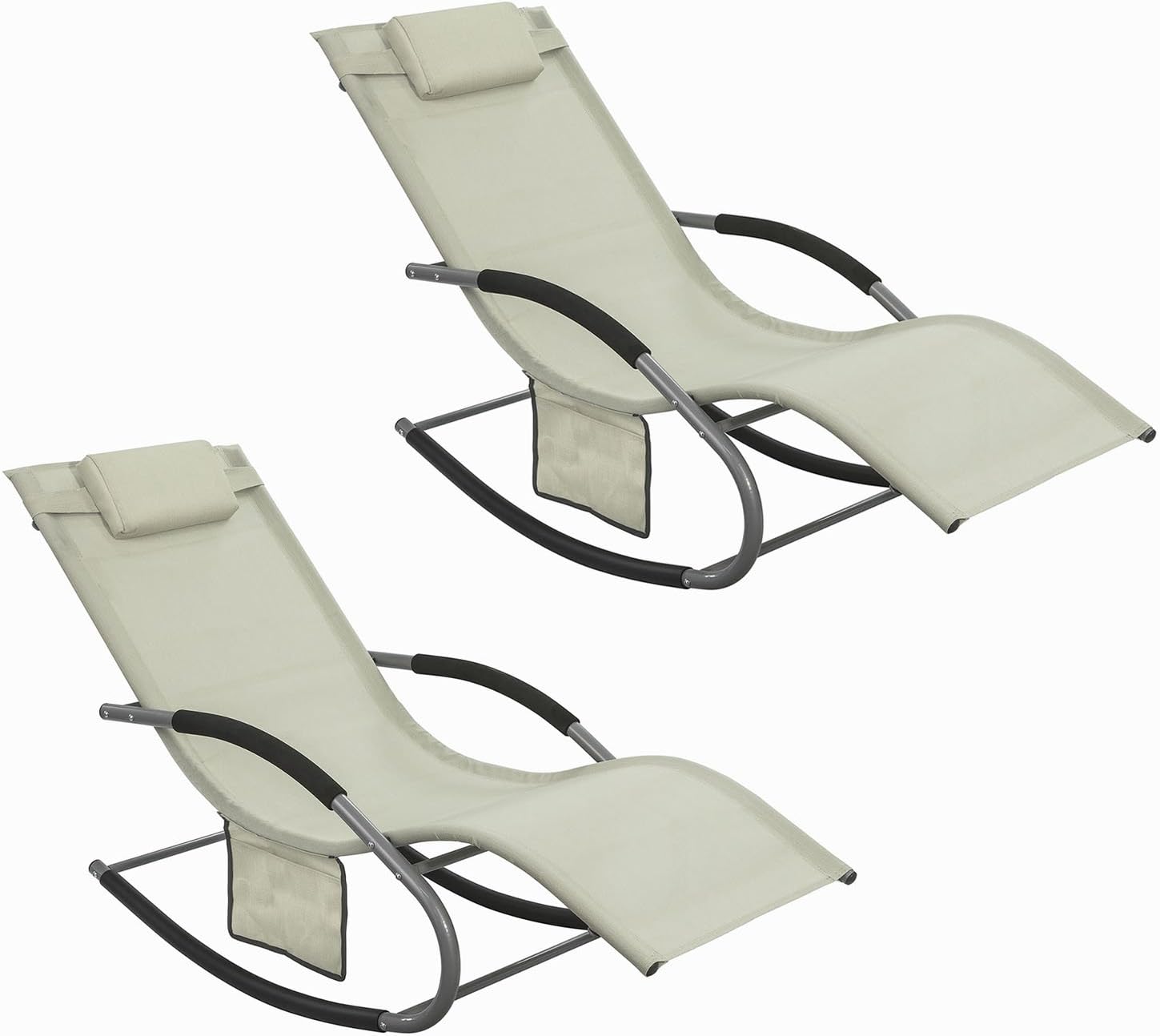 SoBuy Zestaw 2 leżaki Beż 145x62.5x85cm Przemysłowy OGS28-MIX2