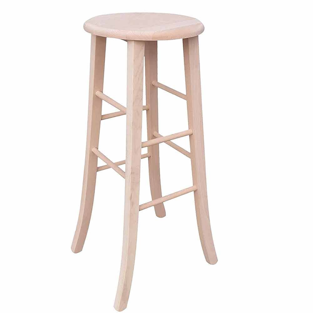 Tabouret Rond Tabouret de bar en bois h 80 cm, rond brut à peindre, pieds sabre ...