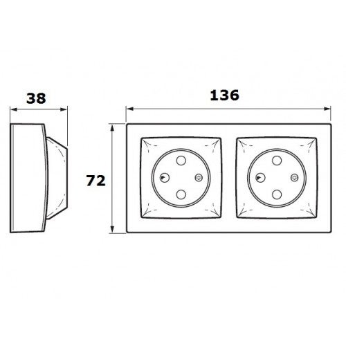 Prise 2 x 2P+T - Appareillage saillie composable - Complet - 3
