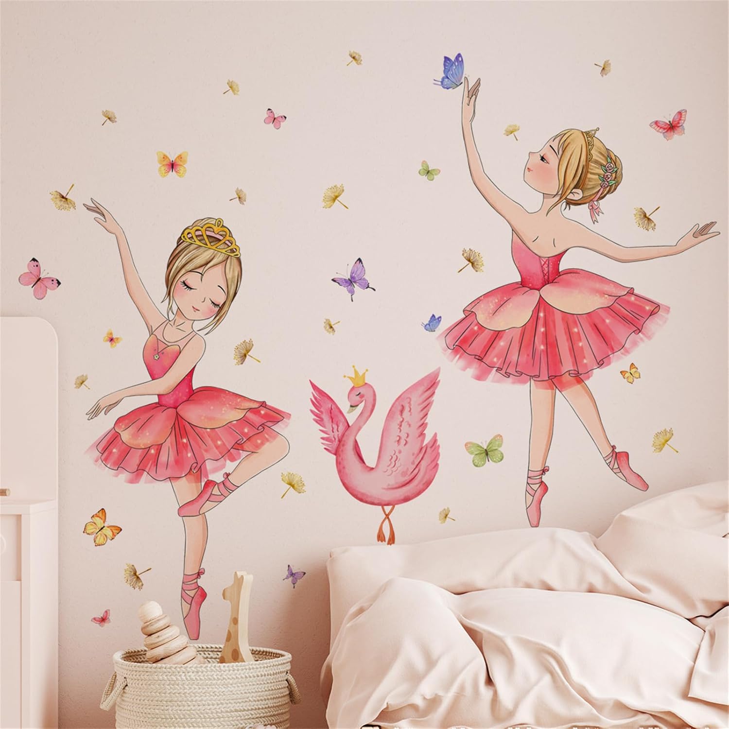 Sacinora Adesivi Murali Rimovibili Con Piume E Stelle - Set 4 Fogli 63x87cm, Decorazione Cameretta Bambini