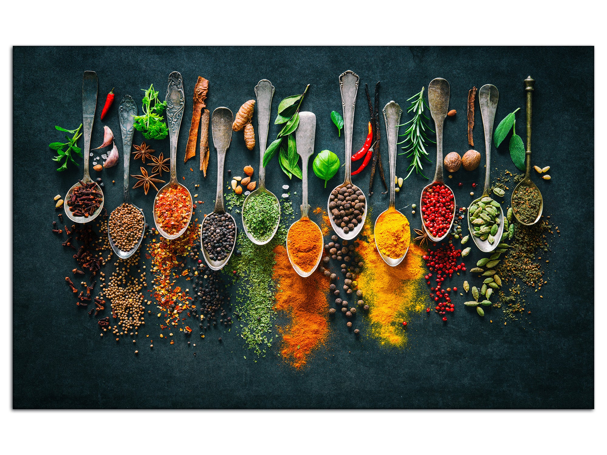 DECLINA, Tableau toile imprimée, Tableau cuisine Les épices impression sur toile, 80x50 cm - 2