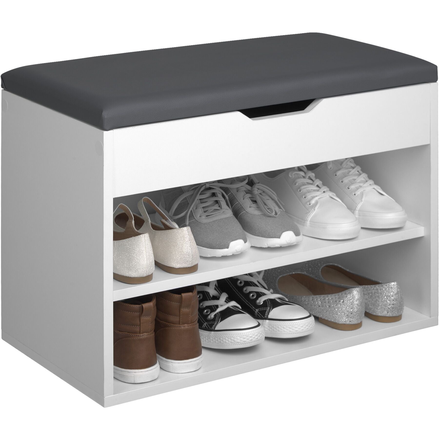 Banc à chaussures en bois MDF avec coussin d'assise 60 x 30 x 43,5 cm TECTAKE - 2