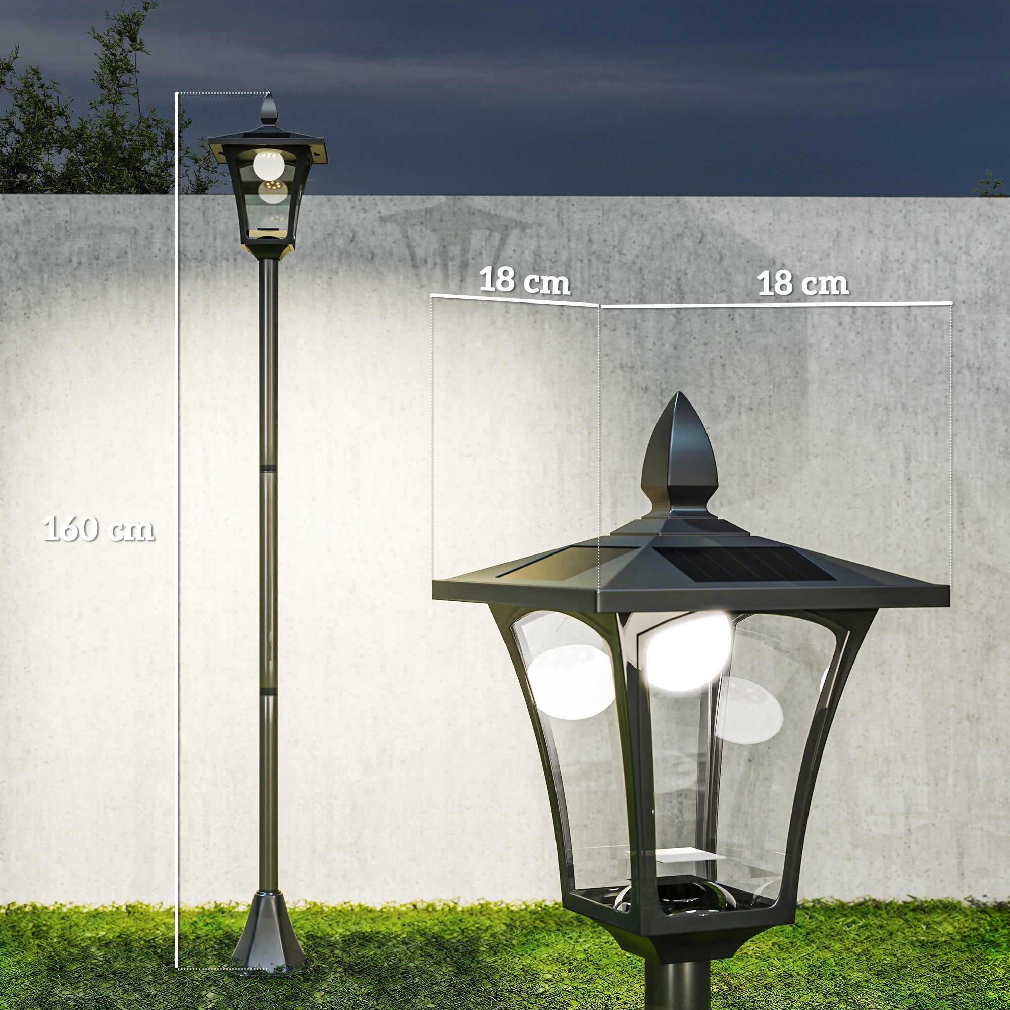Lampadaire extérieur solaire plastique noir OUTSUNNY - 3
