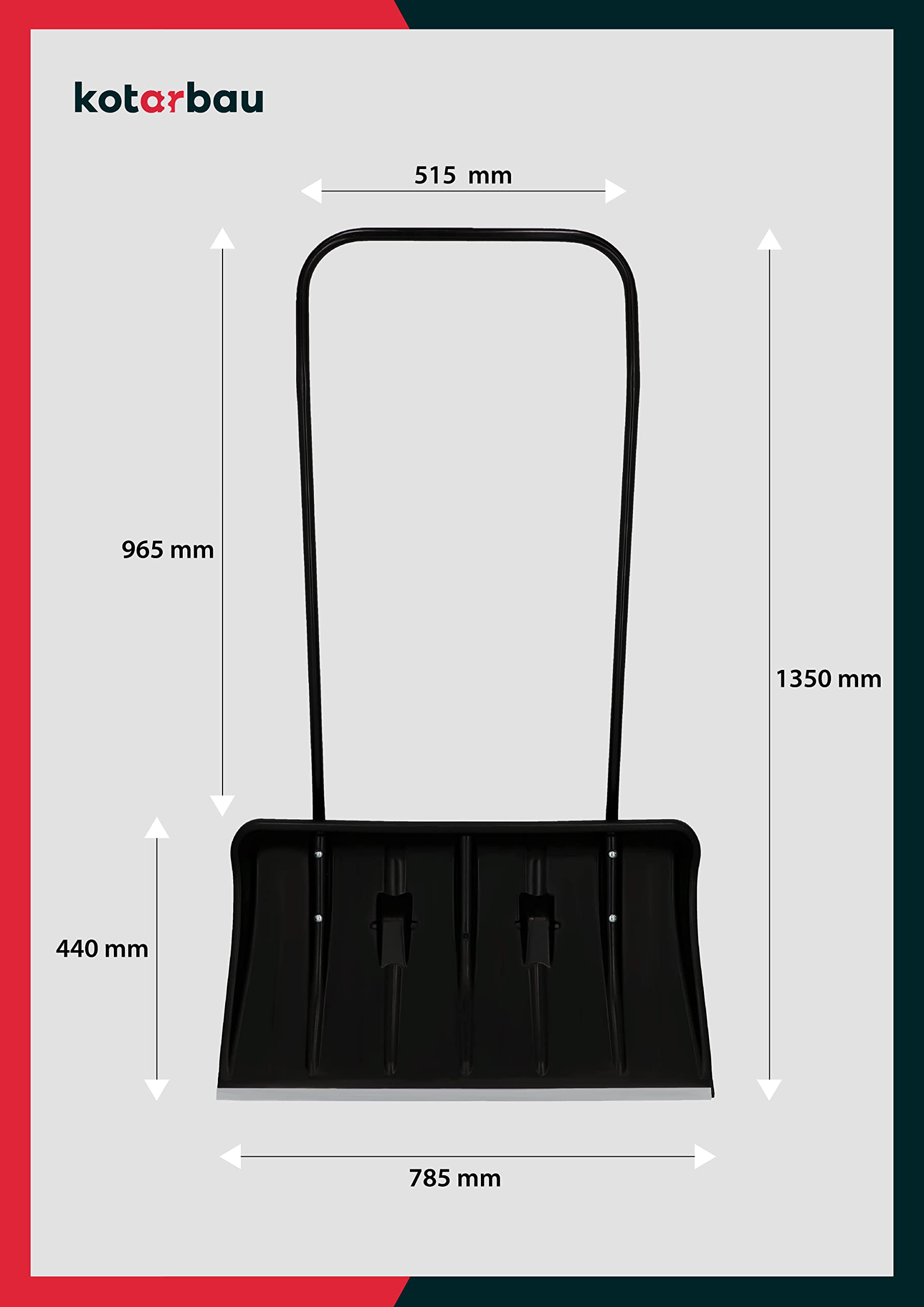 Pelle à Neige avec roues 80 cm - Profil en Aluminium, Manche en Métal Déneigeuse - Noir - KOTARBAU - 4