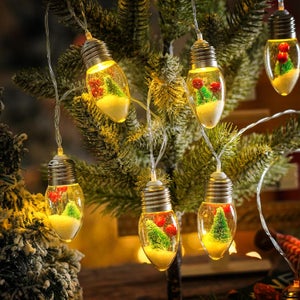 Guirlande Lumineuse Noël Boule à Neige - 3 Mètres, 20 LED Avec Figurines, Sur Piles