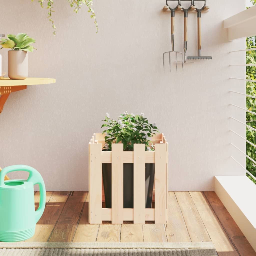 Jardinière | Bac à fleurs | Pot de fleurs avec design de clôture 40x40x40 cm pin massif229765 - 2