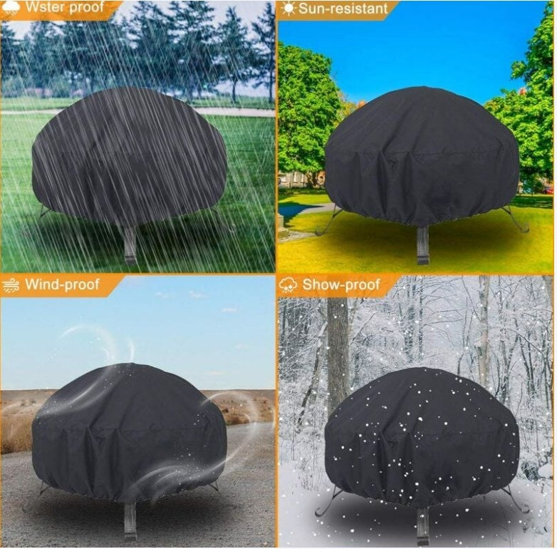 Funda Protectora Para Brasero Redondo - Impermeable, Resistente Al Viento Y UV, Tamaño 80x65 Cm, Con Cordón Ajustable