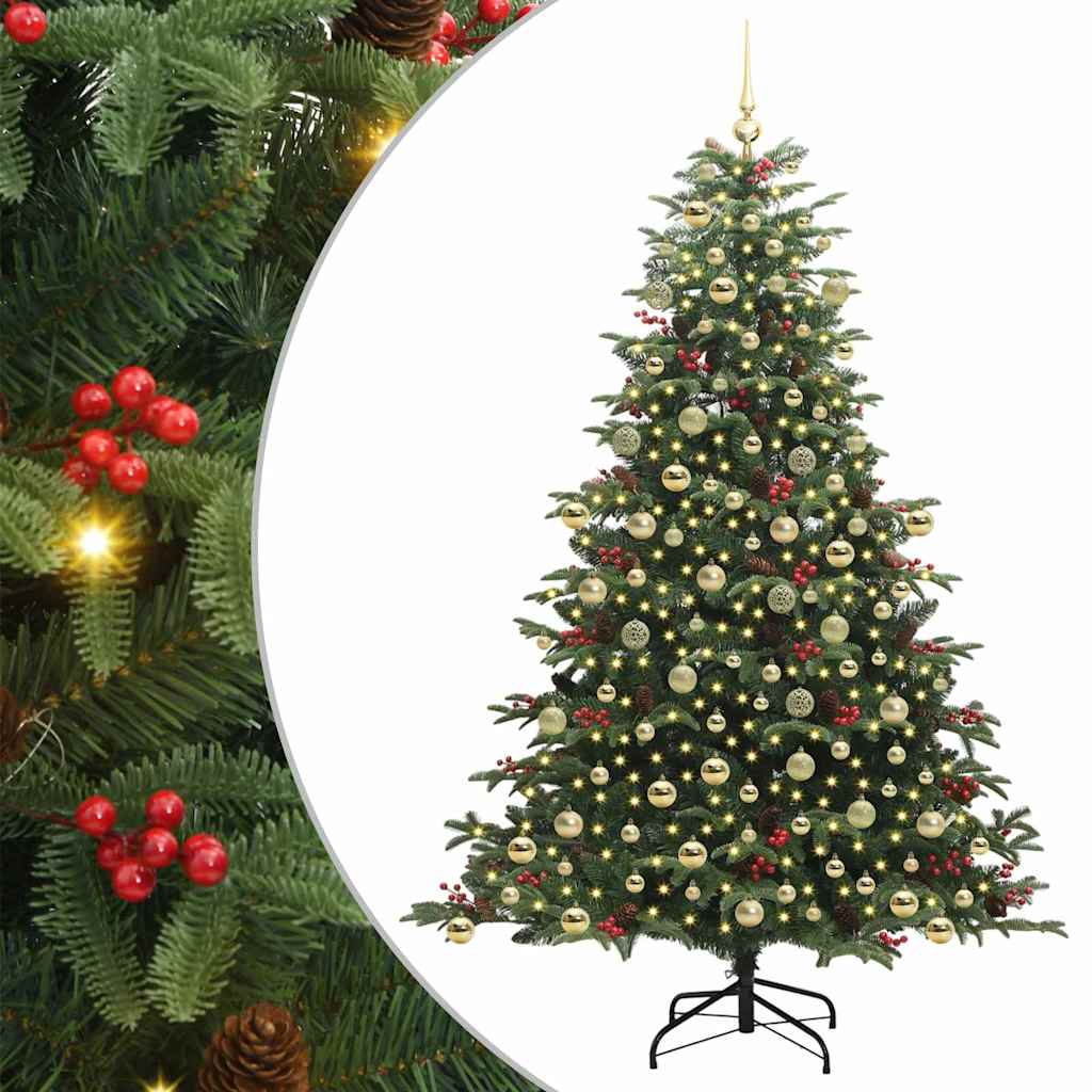 NAIZY Sapin de Noël Artificiel 210 cm avec Système de Montage Rapide par Parapluie et Support en Métal, Flocons de Neige Blancs Naturels Inclus