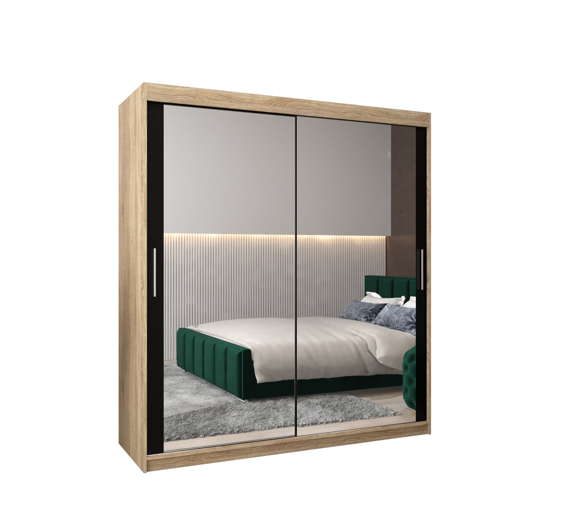 Szafa przesuwna garderoba TOKYO 3 180 x 62 x 200 cm Sonoma + Czarny - Abiks Meble