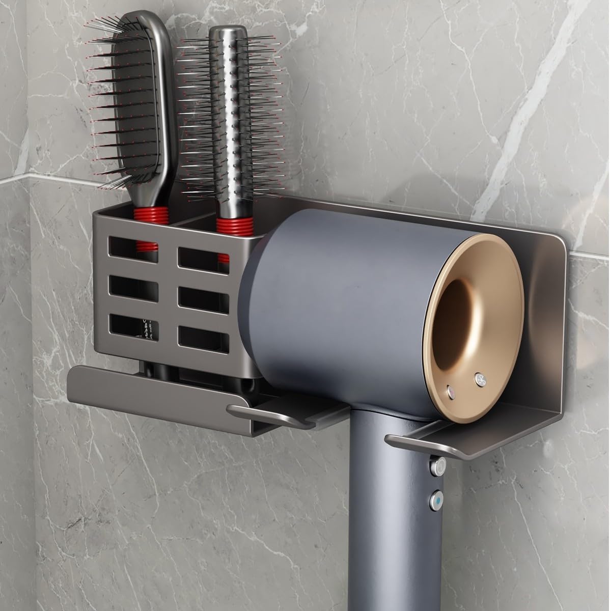 Support Mural Sans Perçage Pour Sèche-Cheveux - Acier Inoxydable Salle De Bain