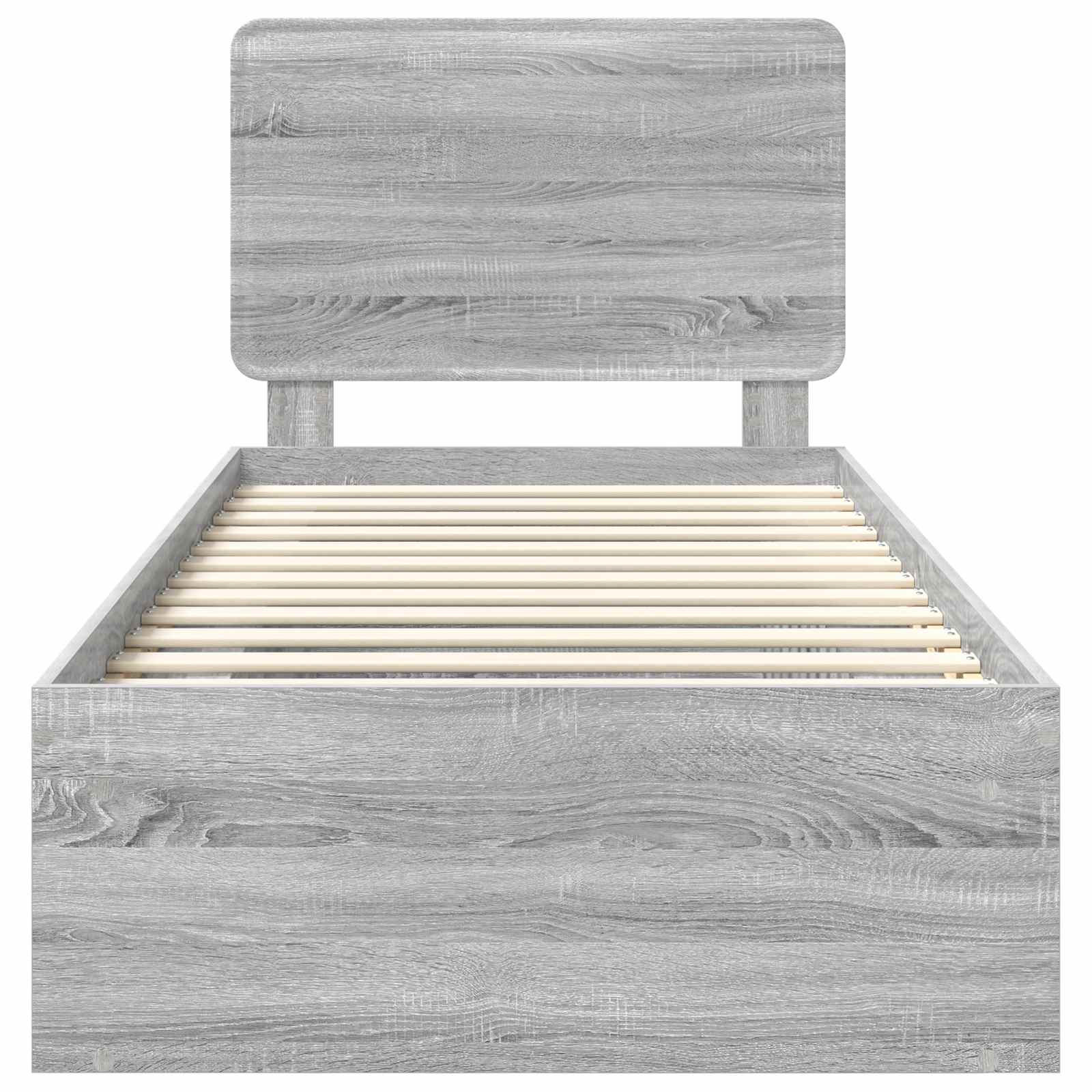 Cadre de lit gris 75 x 190 cm en bois de pin massif - 7