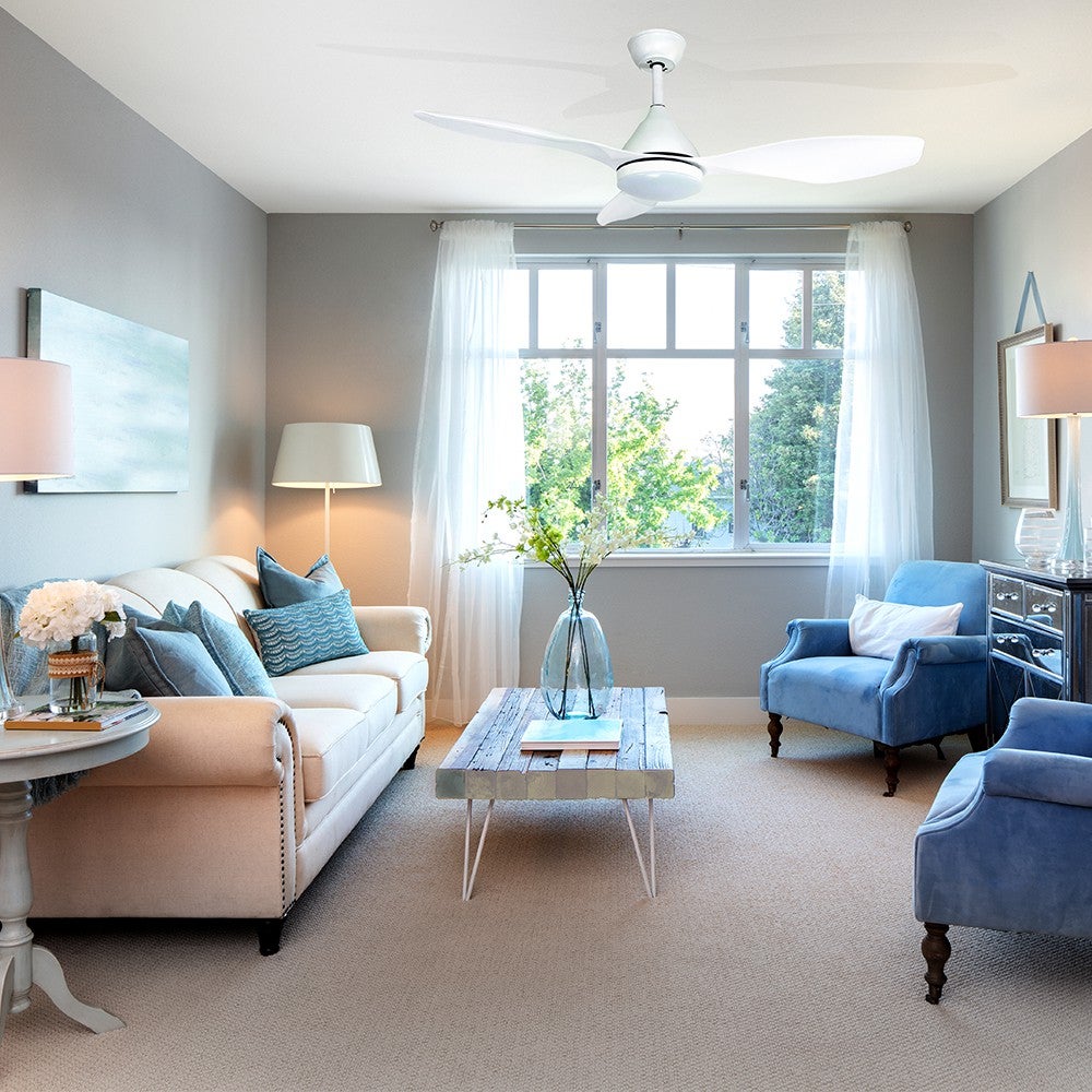 Ventilatore da soffitto con luce LED 20W Cavil minimalista bianco e telecomando ø122cm - 2