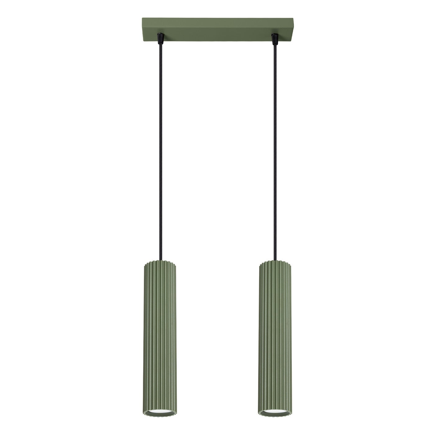 Lampa wisząca Karbon zielony oliwkowo-czarna 2xGU10x10W do kuchni wym: 90 x 30 x 6,5 cm aluminium Sollux Lighting