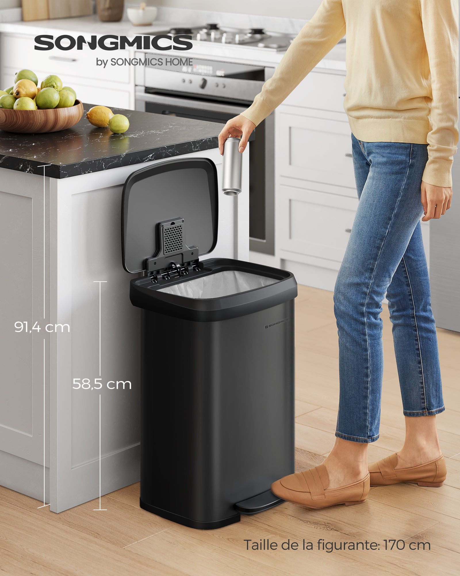 Poubelle De Cuisine 45L à Pédale SIMPLEHUMAN Rectangulaire Acier Brossé | Leroy Merlin