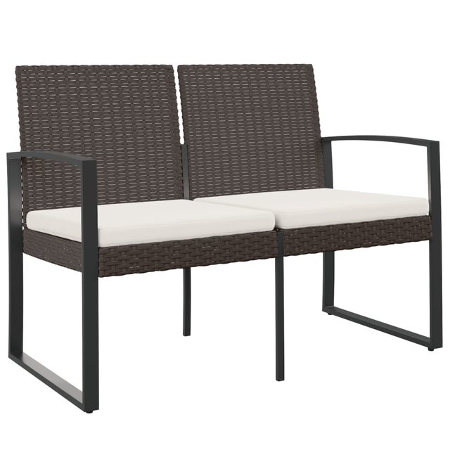 Panchina Da Giardino In Polyrattan Con Tavolo E Cuscini - 2 Posti, Antracite, Resistente Alle Intemperie