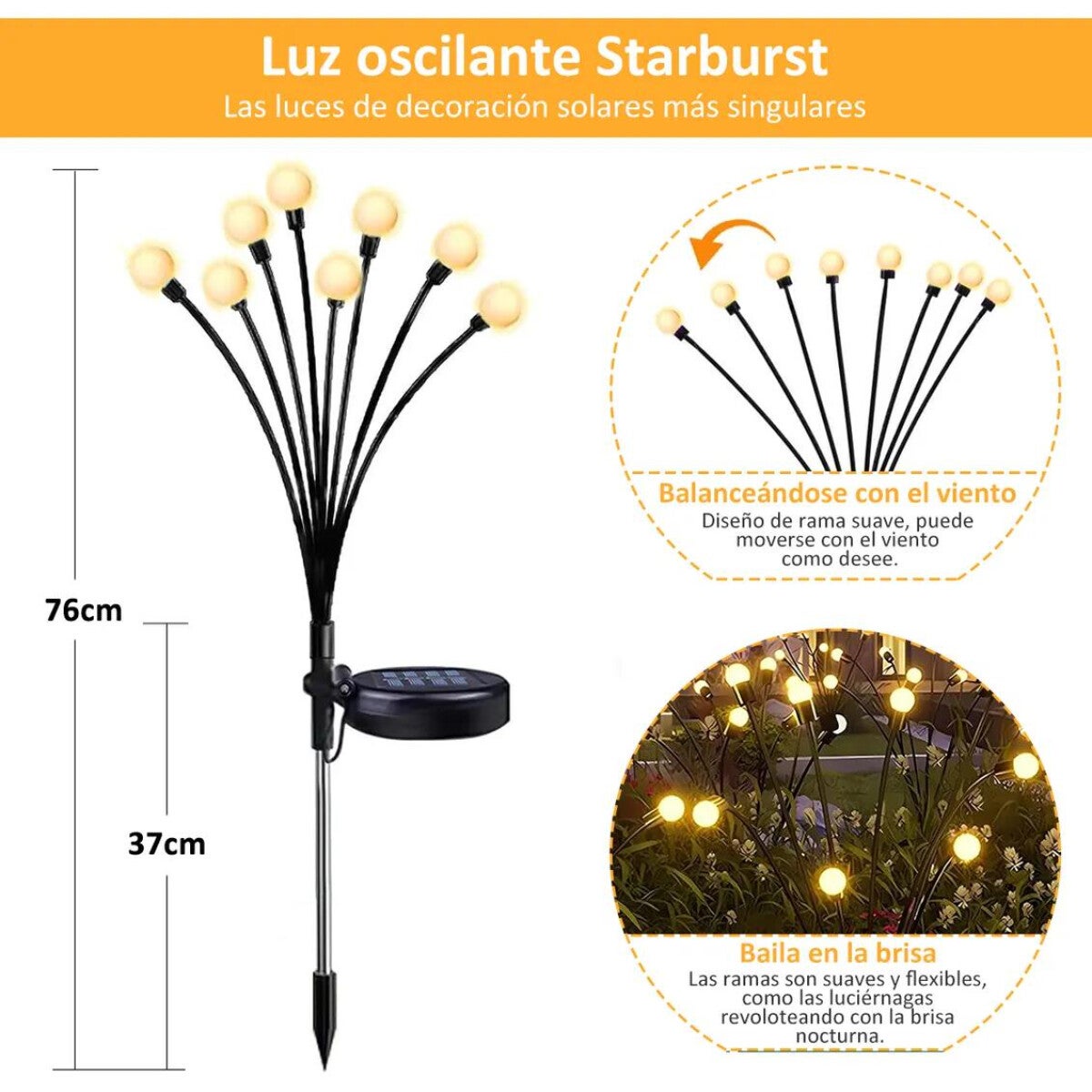 Lampe solaire luciole,2 Pièces8LED lumiere solaire exterieur IP65 Étanches d'Extérieur,pour Jardin,Patio,Cours - 2