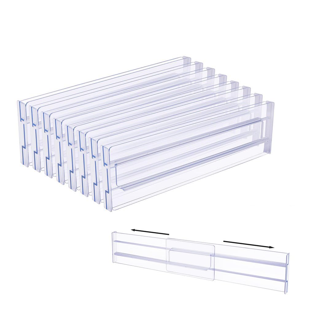 Separadores de cajones transparentes, ajustables, juego de (27,2