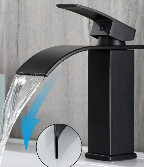 Grifo lavabo negro mate acero inoxidable monomando agua fria y