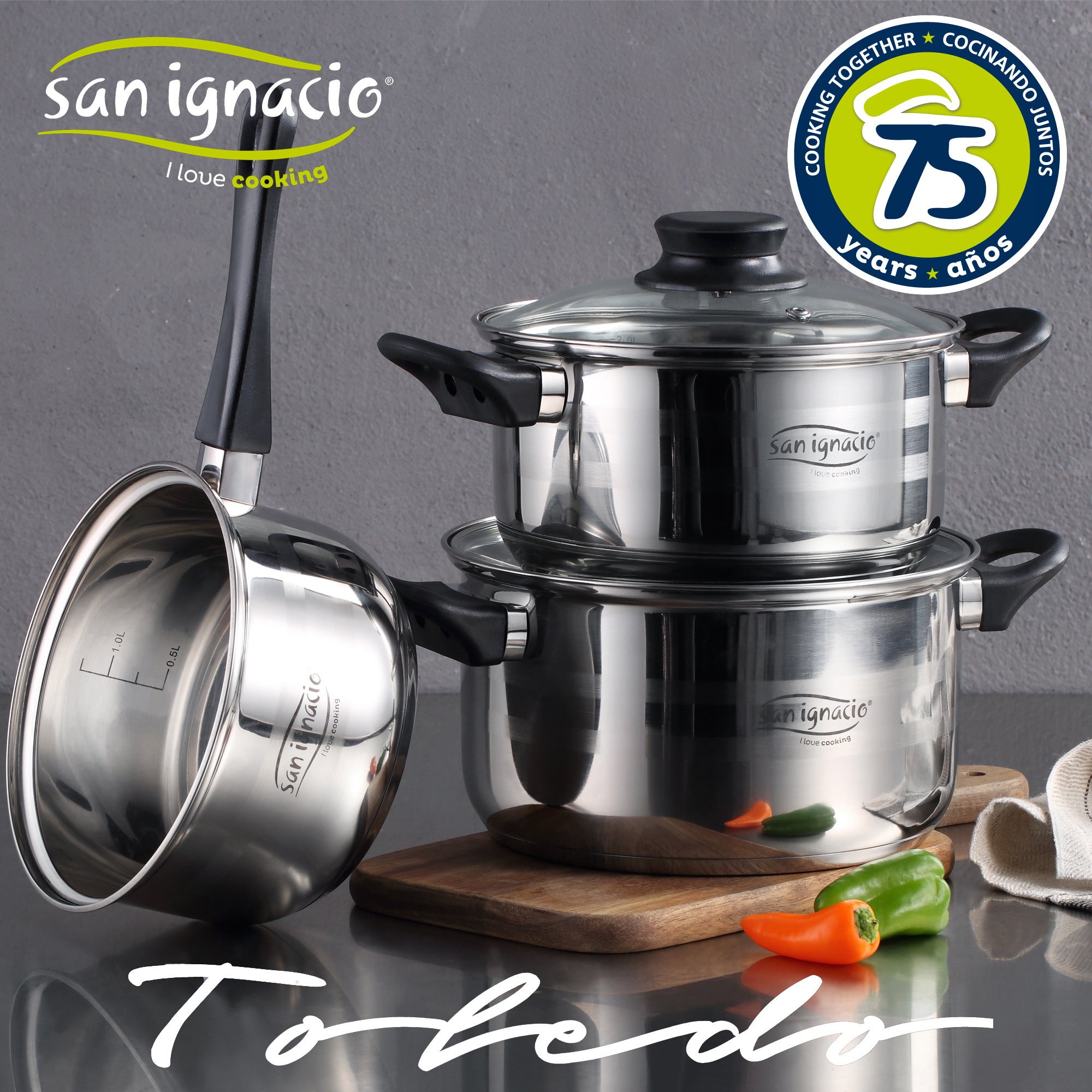 Set San Ignacio: Juego de tres sartenes + Batería de cocina 5 piezas - 2