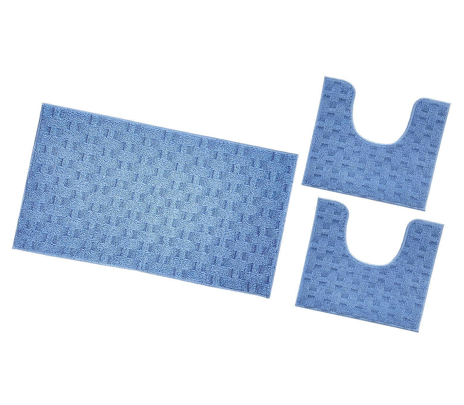 Dywanik łazienkowy 3D Miękki Spleciony Chłonny Antypoślizgowy Zmywalny Dywanik Nocny Zestaw 3-Częściowy Jasnoniebieski