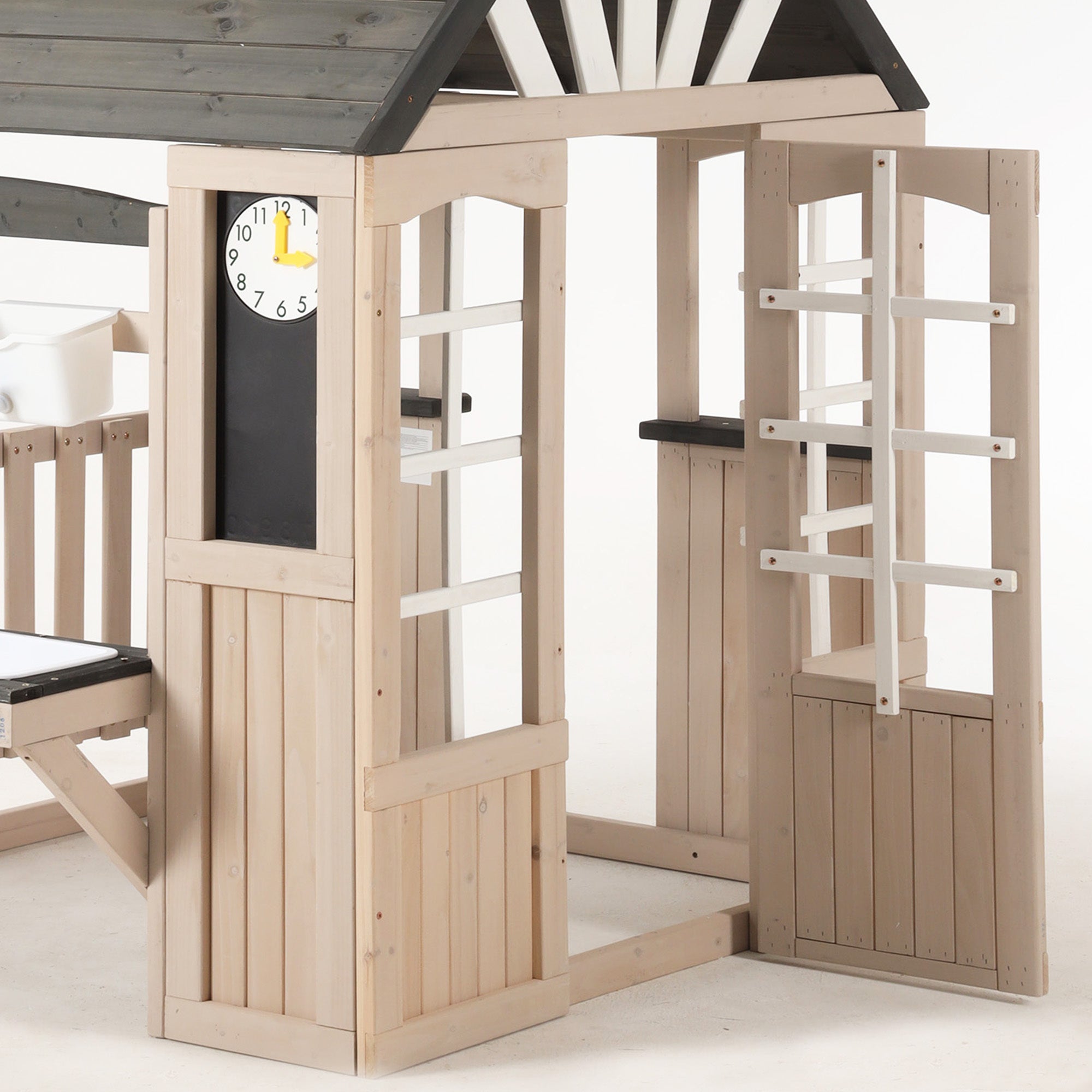 Cabane enfant extérieur en bois, maison enfant extérieur avec robinet fonctionnel, toit anti-pluie et accessoires complets pour 3 ans - beige - 8