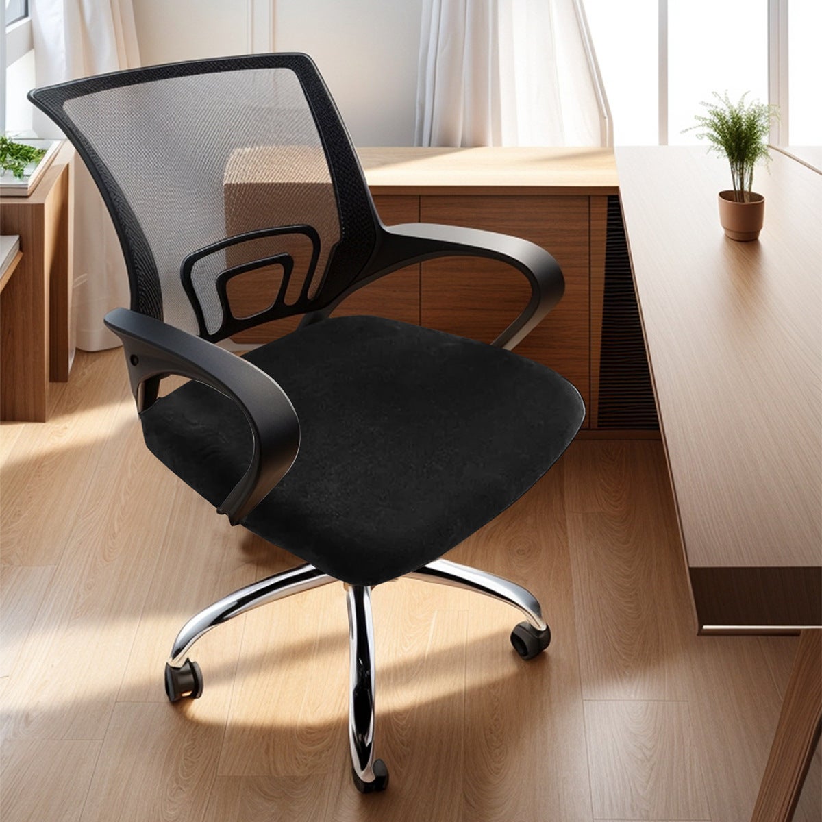 Housse de chaise de bureau Fauteuil Gaming avec accoudoir extensible noir