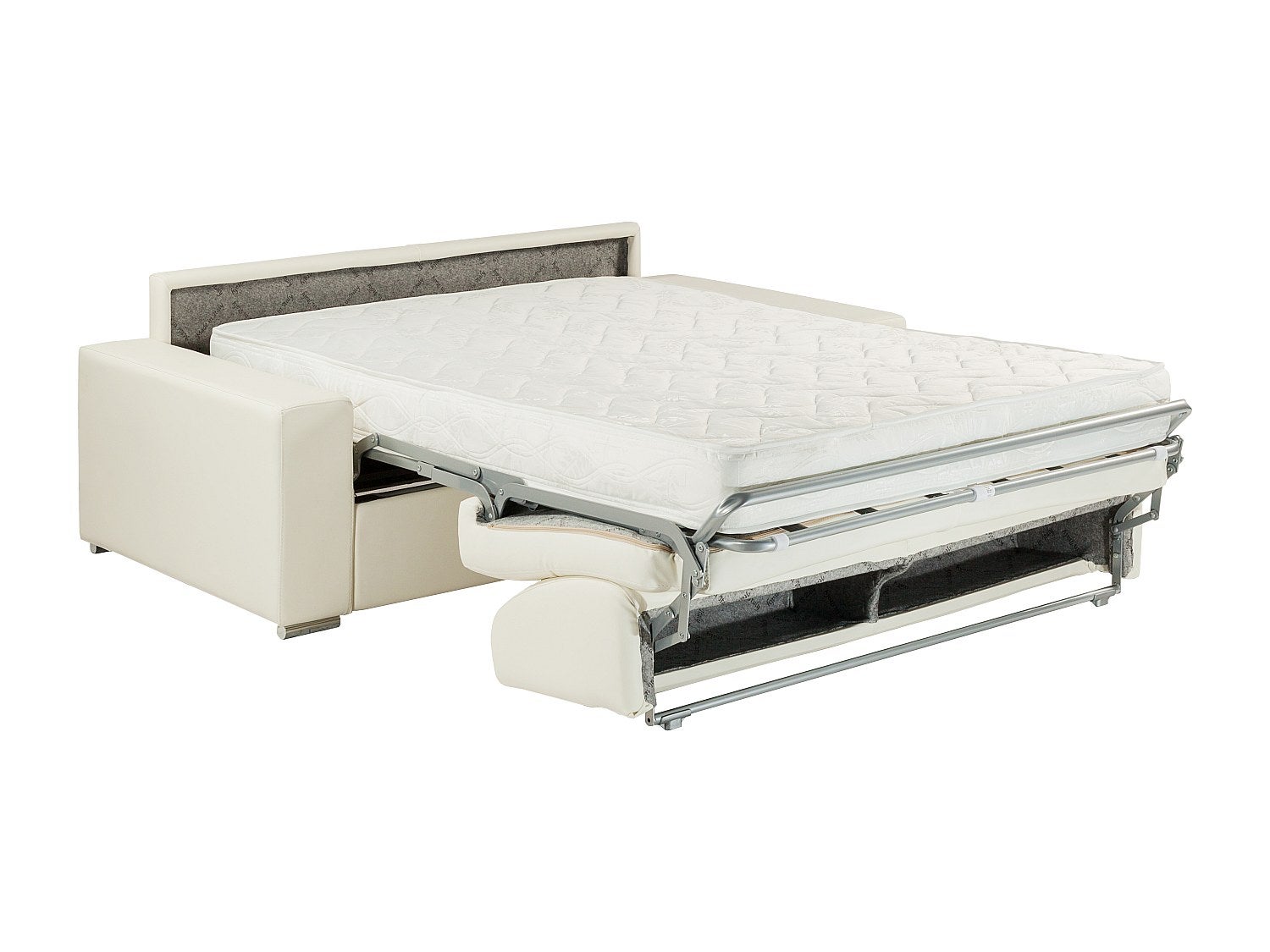 Canapé 3 places convertible express en simili EMIR - Blanc - Couchage à lattes larges 140 cm - Matelas 18 cm - 3