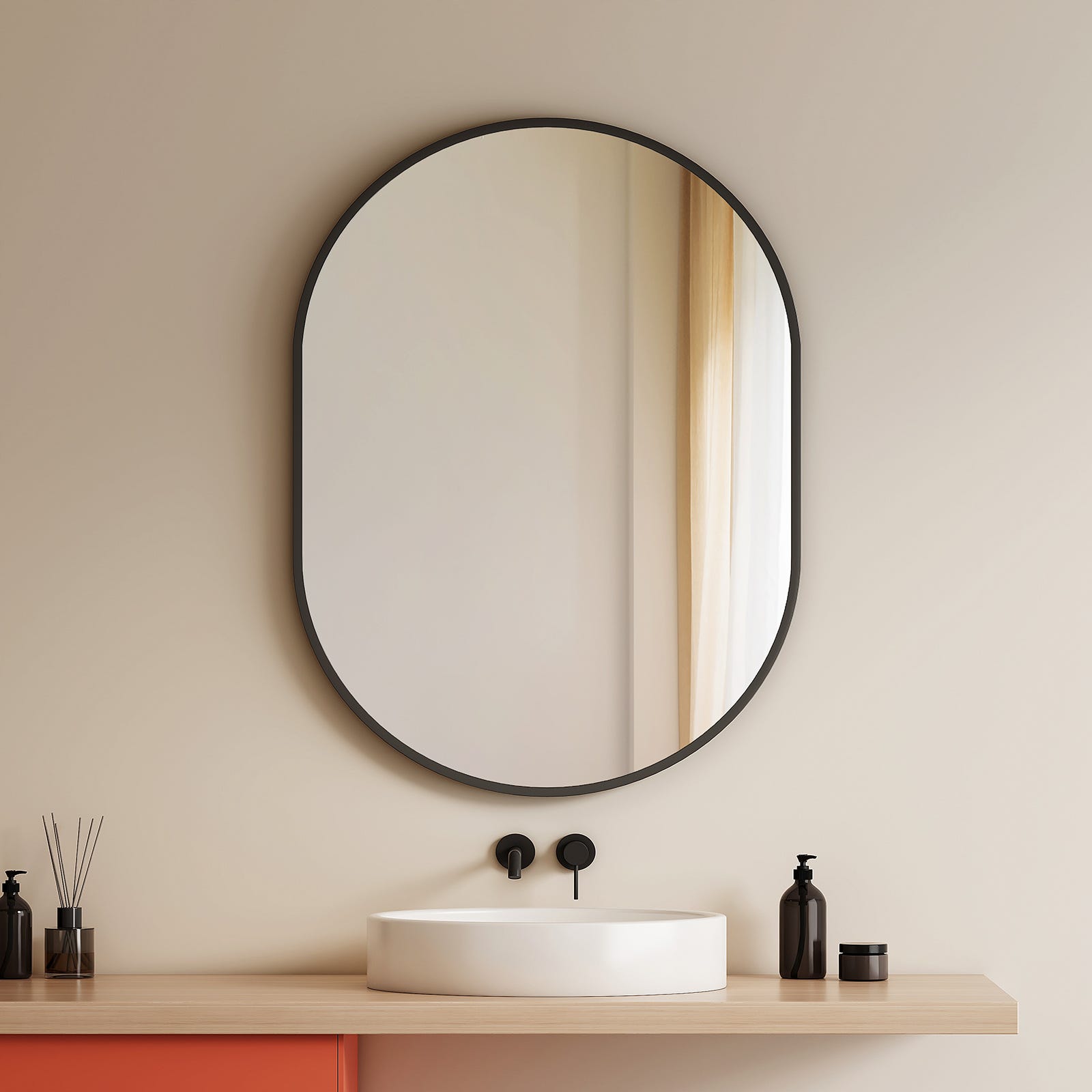 Miroir de salle de bain sans lumière B-926 ovale possibilité antibuée Miroir de salle de bain sans lumière B-926 ovale possibilité antibuée